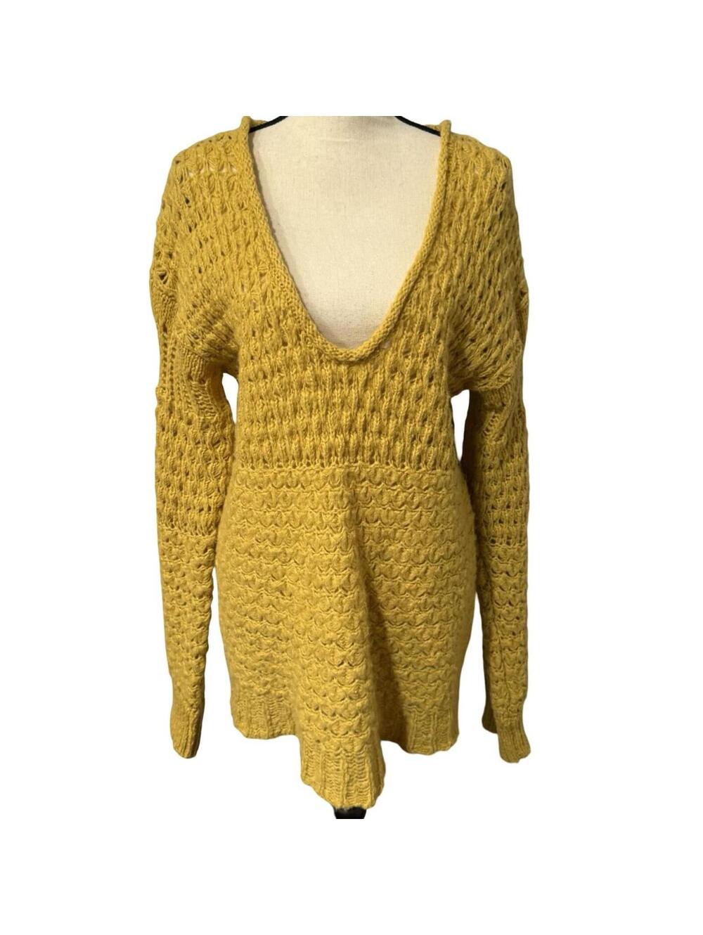 Free People Yellow Oversized Pullover Sweater - Size M